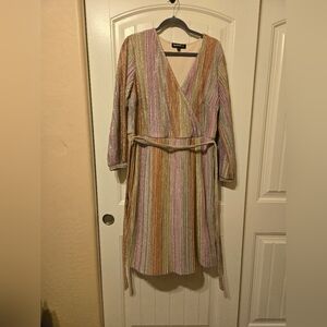 Glamour Multicolor Striped Glitter Knit Dress